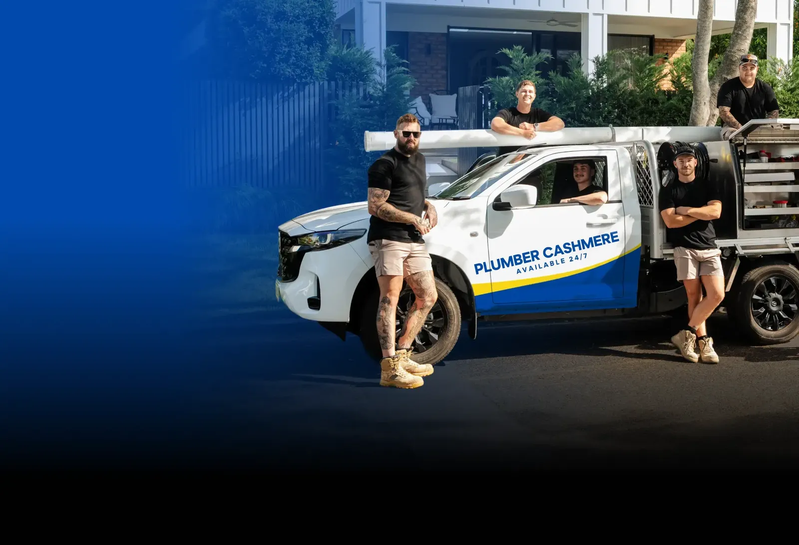 Plumber Cashmere team with the ute